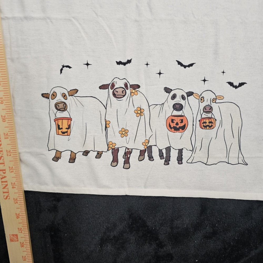 GHOST COWS TRICK-TREAT Kitchen Towel 100% Cotton Carstens *NWT Size-17.6x15.6in